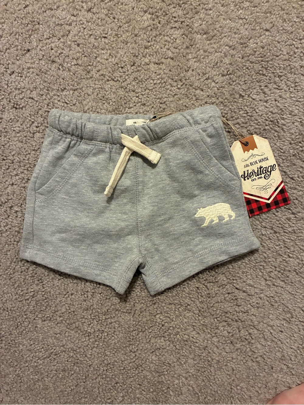 Little Blue House Heritage Kids Gray Bear Drawstring Shorts